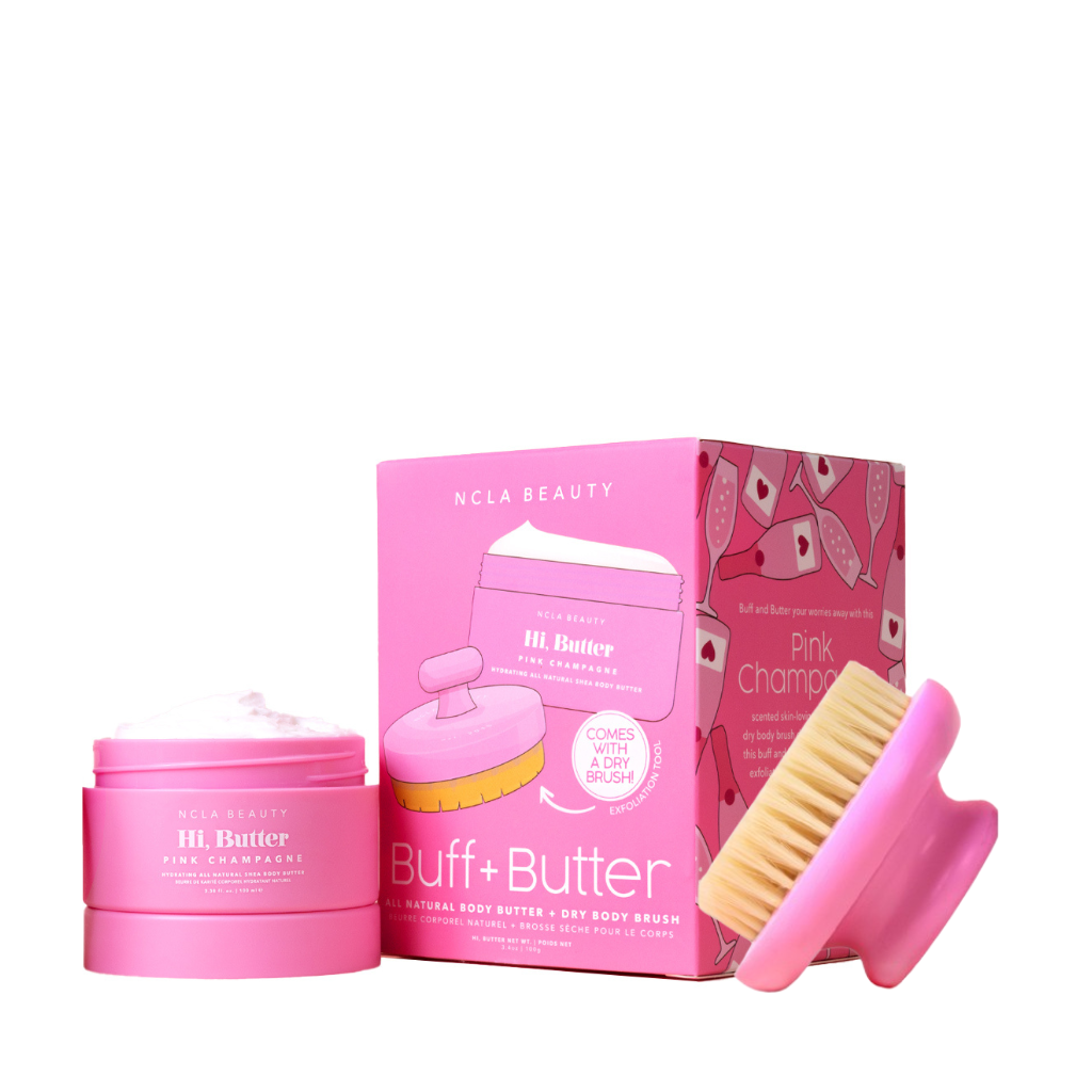 NCLA Beauty | Pink Champagne Buff & Butter Body Set - Naturelle.fi